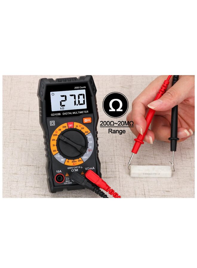 LAMAY Digital Multimeter, 2000 Counts with DC AC Voltmeter and Ohm Volt Amp Meter Measures Voltage Current Resistance Diodes Continuity for Household Outlet, Automotive Battery Test - Image 4